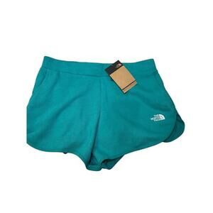 NWT The North Face Women Large Evolution Short Green Aqua Teal Sweatshirt Fabric